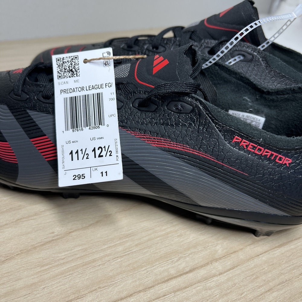 Adidas Men's Predator League Soccer Cleats‎ Size 11.5 Black Red FG/MG ID1328 New - Picture 6 of 7